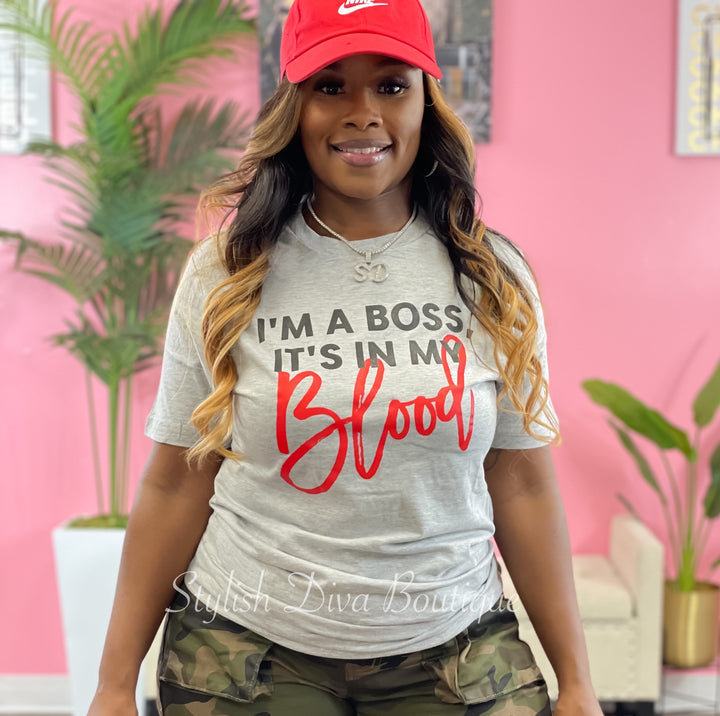 It's In My Blood Shirt (Red/Heather Grey)