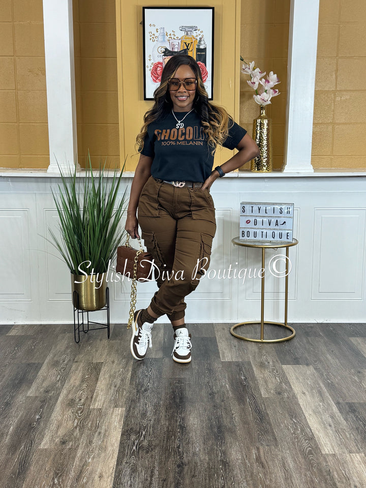 100% Chocolit Graphic Tee (Brown Print)