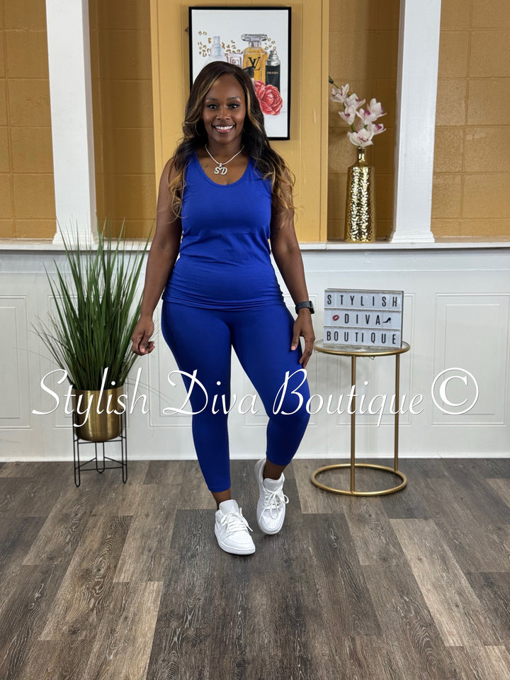 Sapphire Cropped Legging Set (Royal Blue)