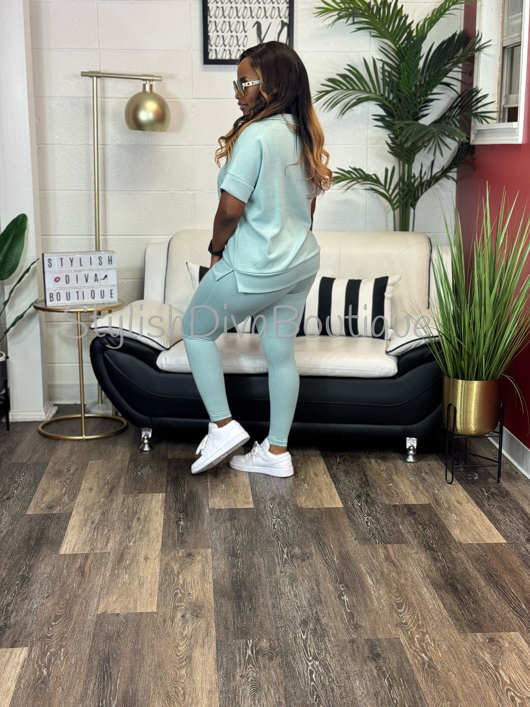 Polished Ease Half Zip Set Up to 3XL (Spring Green)