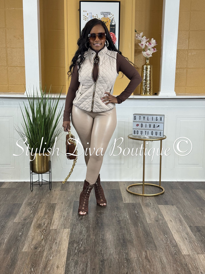 Rowan Quilted Padded Vest up to 2XL (Pale Taupe)