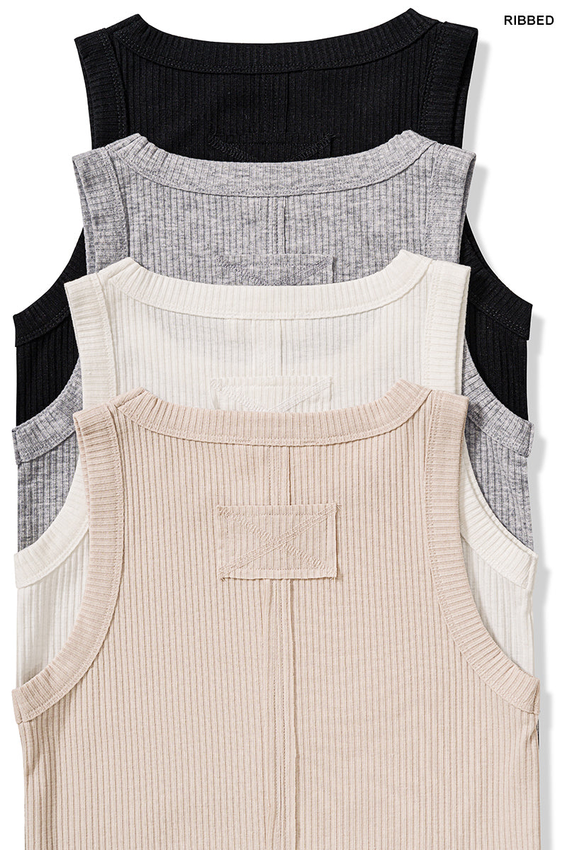 Camille Ribbed Sleeveless Tank Top - Light Colors