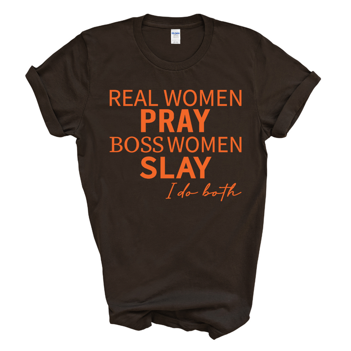 Real Women Boss Women T-Shirt (Orange Print)