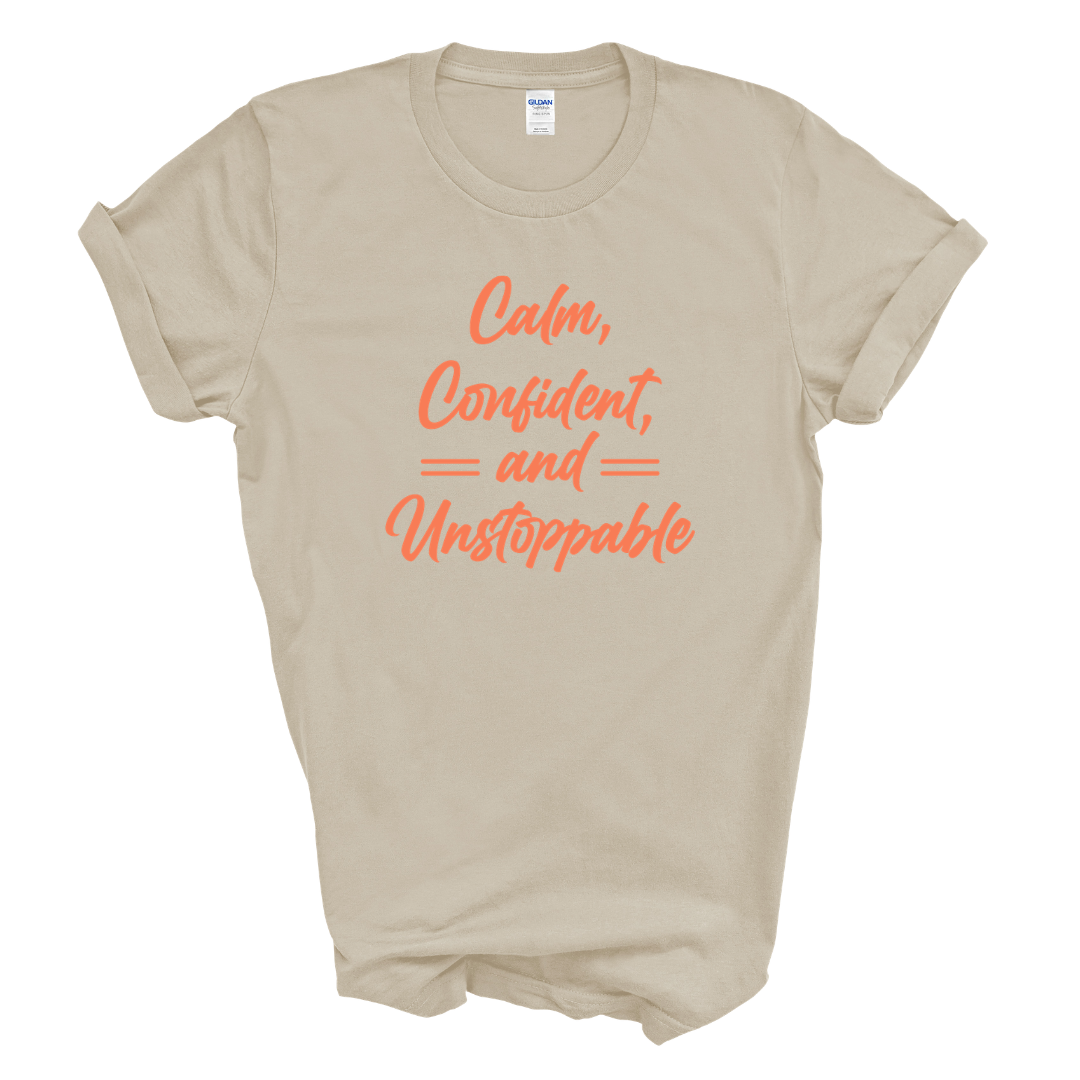 Calm, Confident, &amp; Unstoppable Graphic Tee (Coral Print)