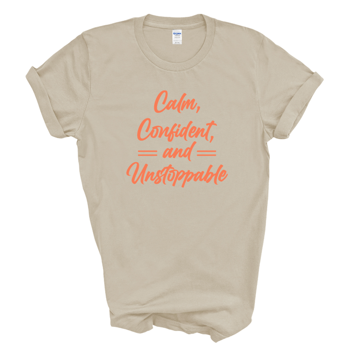 Calm, Confident, &amp; Unstoppable Graphic Tee (Coral Print)
