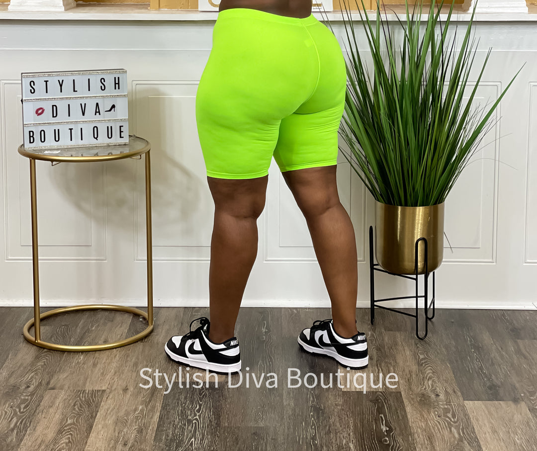 Butter Soft Biker Shorts up to 3XL (Neon Green)