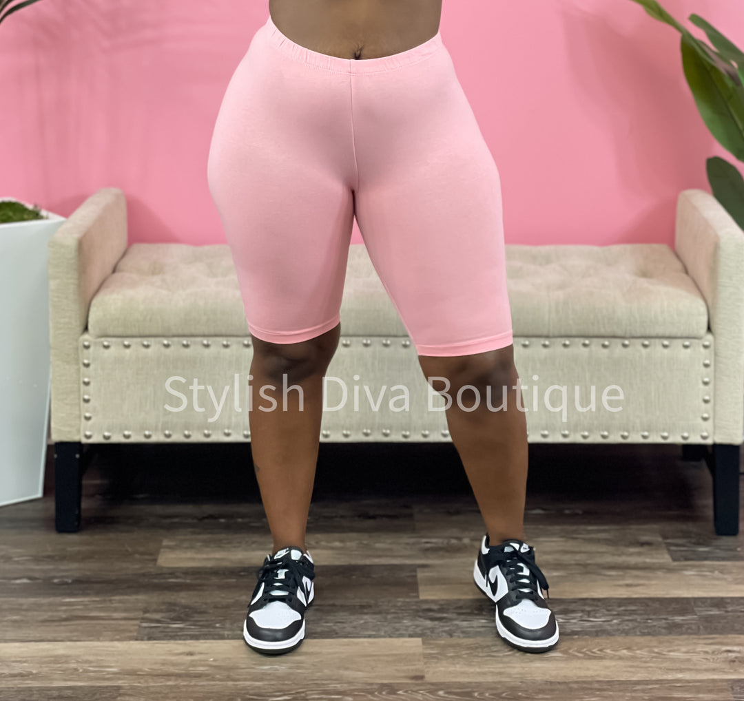 Luxe Cotton Biker Shorts up to 3XL (Pink)