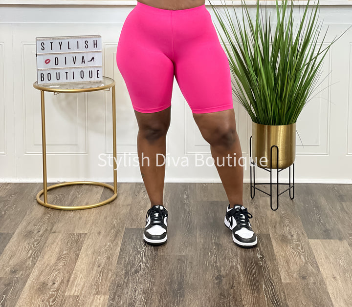 Luxe Cotton Biker Shorts up to 3XL (Hot Pink)