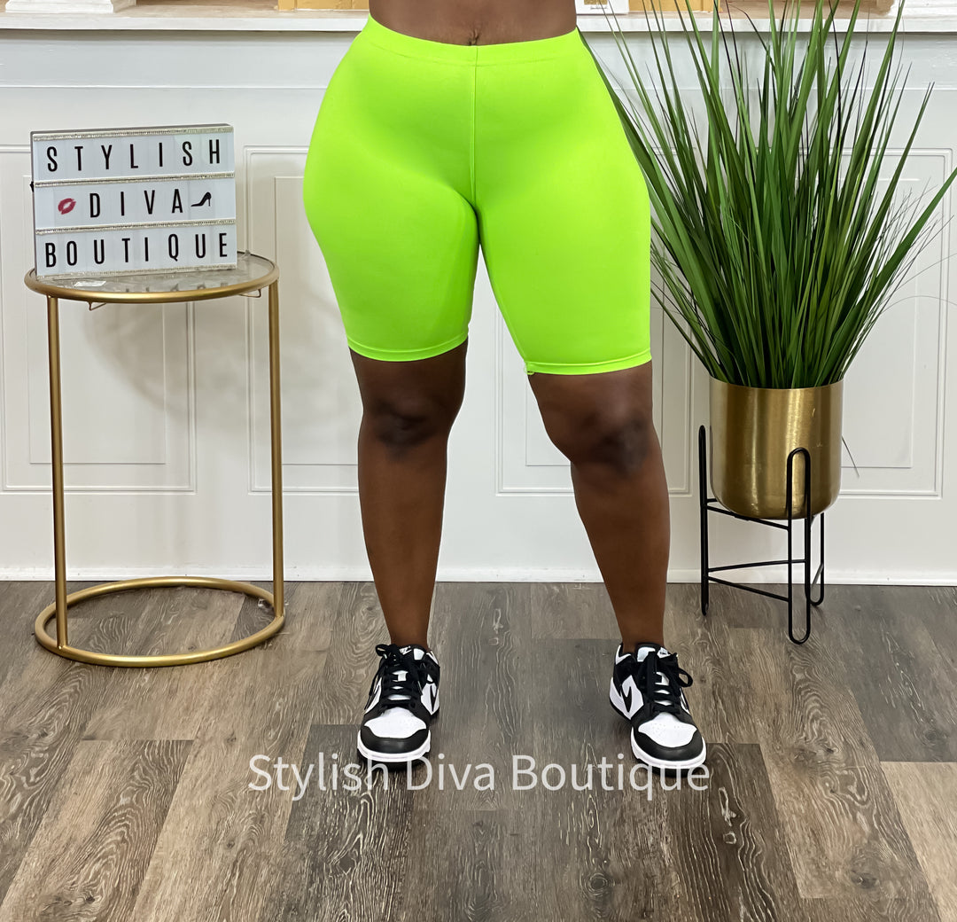 Butter Soft Biker Shorts up to 3XL (Neon Green)