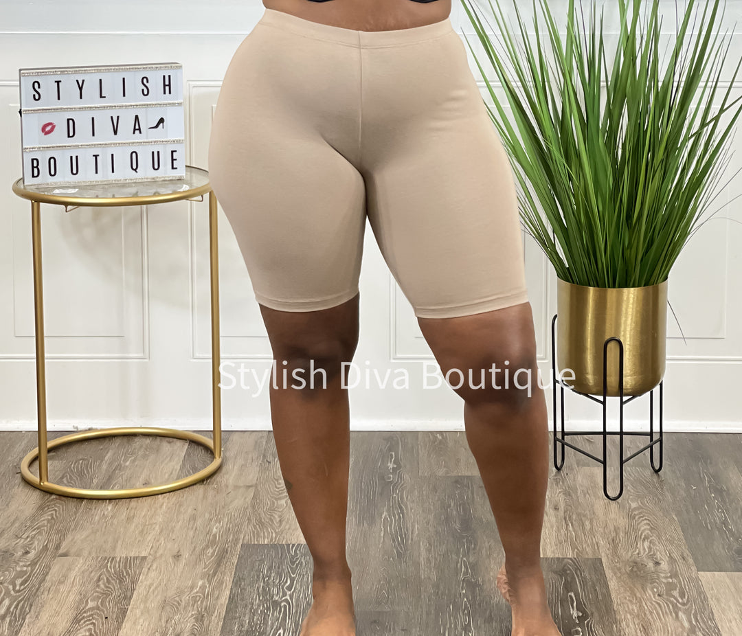Luxe Cotton Biker Shorts up to 3XL (Nude Brown)