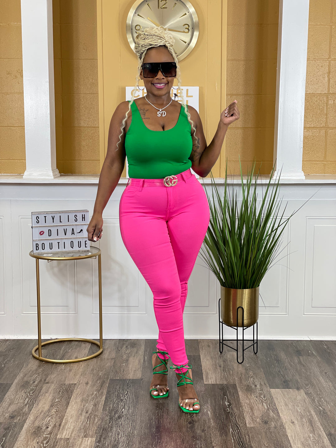 So Curvy Stretch Skinny Jeans up to 2XL (Neon Hot Pink)