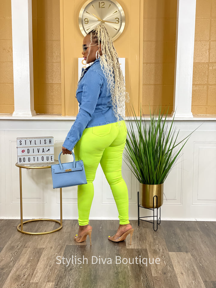 So Curvy Stretch Skinny Jeans up to 2XL (Neon Lime)