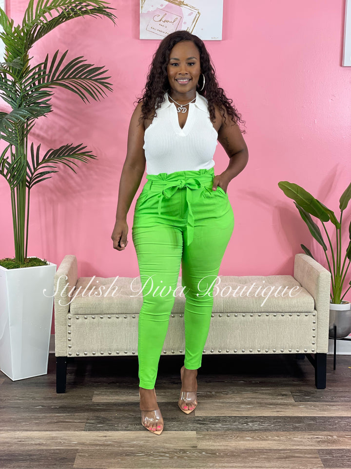 Luxe Diva Pants up to 3XL (Lime Green)