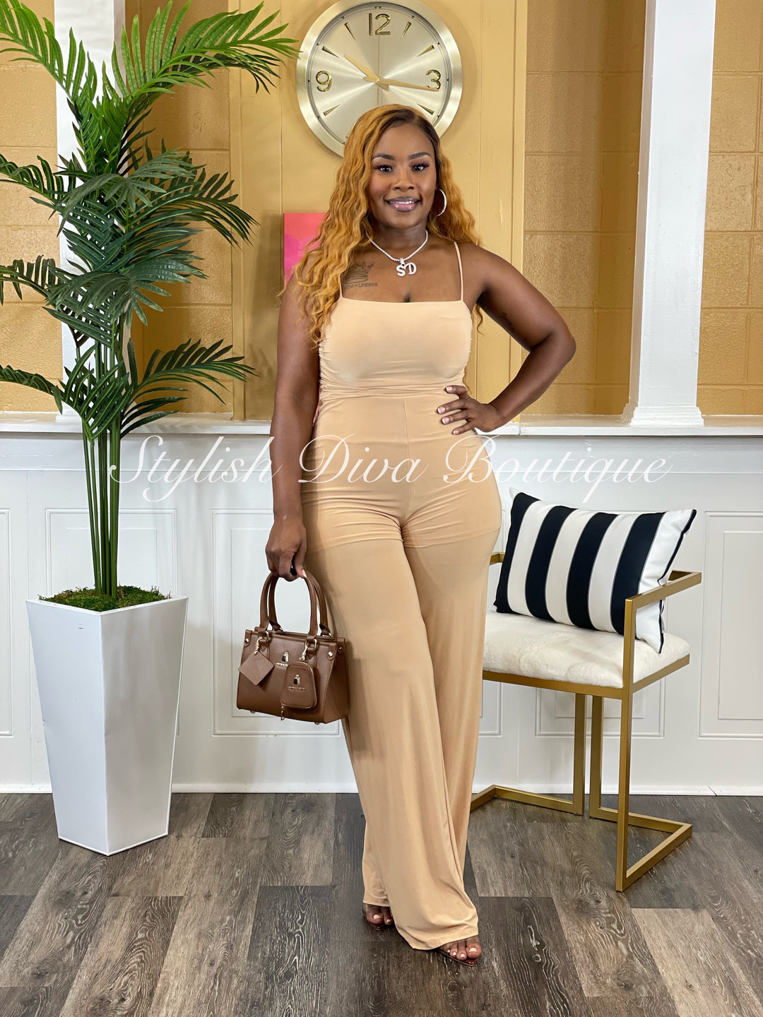 Arabella Ruched Jumpsuit (Taupe) – Stylish Diva Boutique