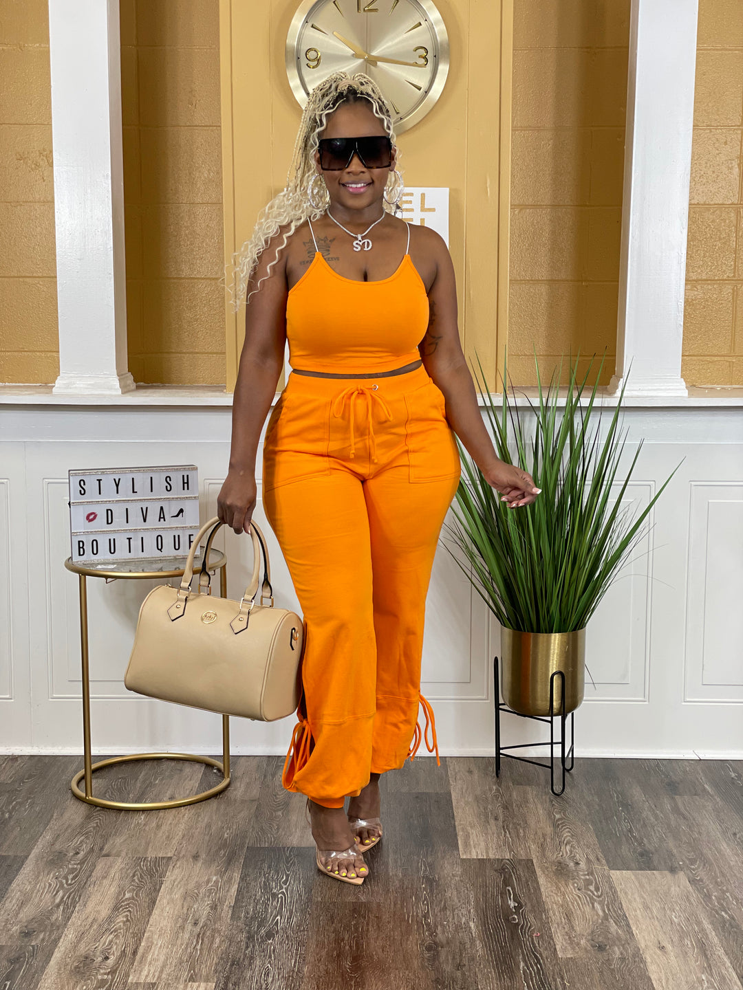 Serena Pants Set (Orange)