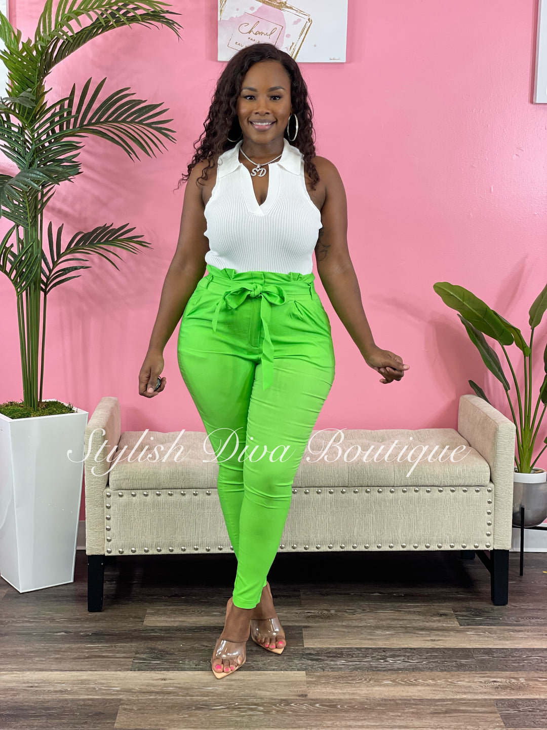 Luxe Diva Pants up to 3XL (Lime Green)