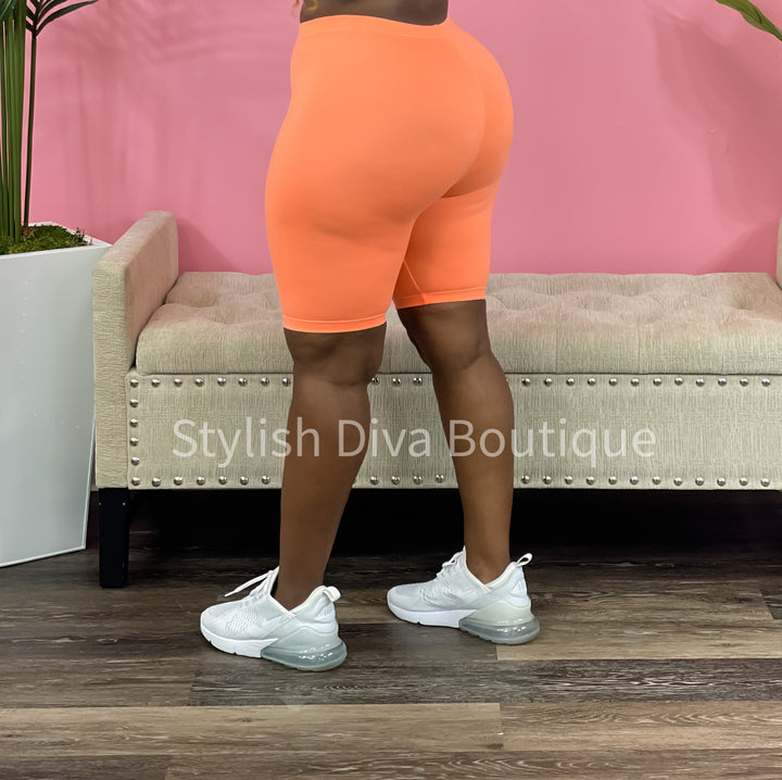 Butter Soft Biker Shorts up to 3XL (Neon Coral)