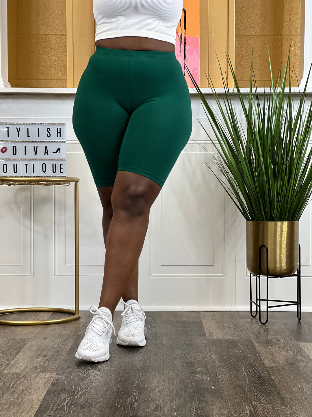 Luxe Cotton Biker Shorts (Dk Green)