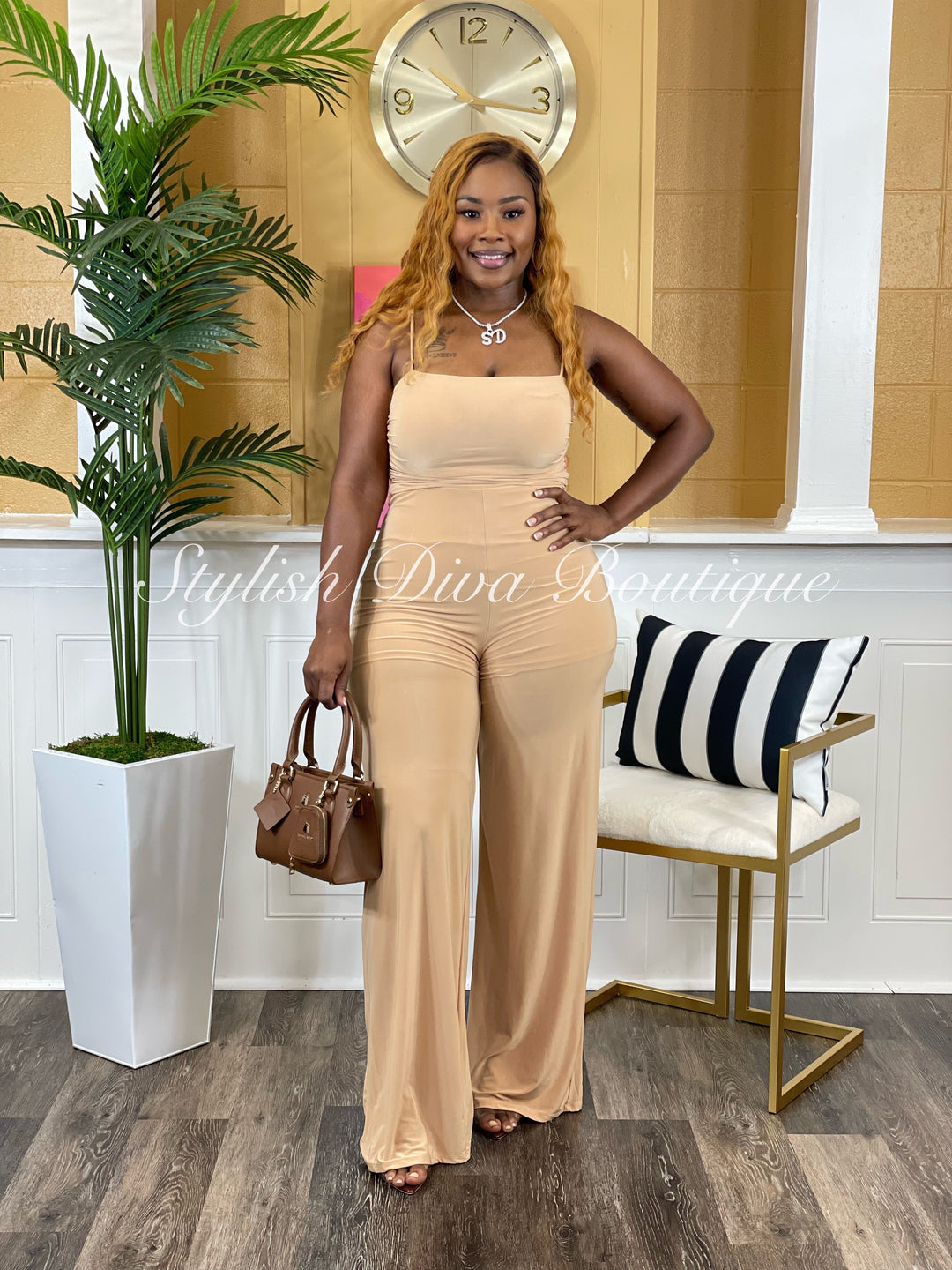 Arabella Ruched Jumpsuit (Taupe)