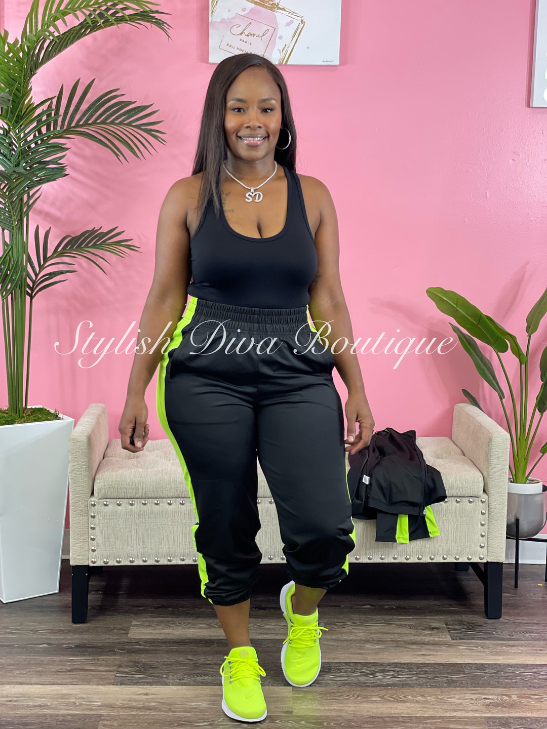 Easy Does It Jogger Set up to 3XL (Black/Neon Lime)