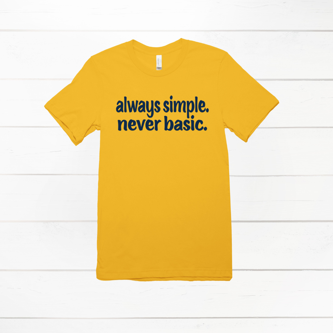 always simple. never basic. T-shirt (Dark Navy Print)