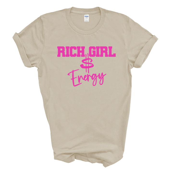 Rich Girl Energy Graphic Tee (Neon Hot Pink Print)