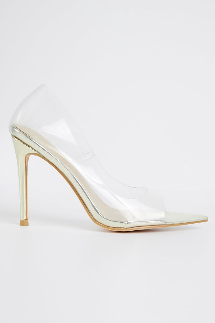 Perfect Night Transparent Heel (Gold Metallic)