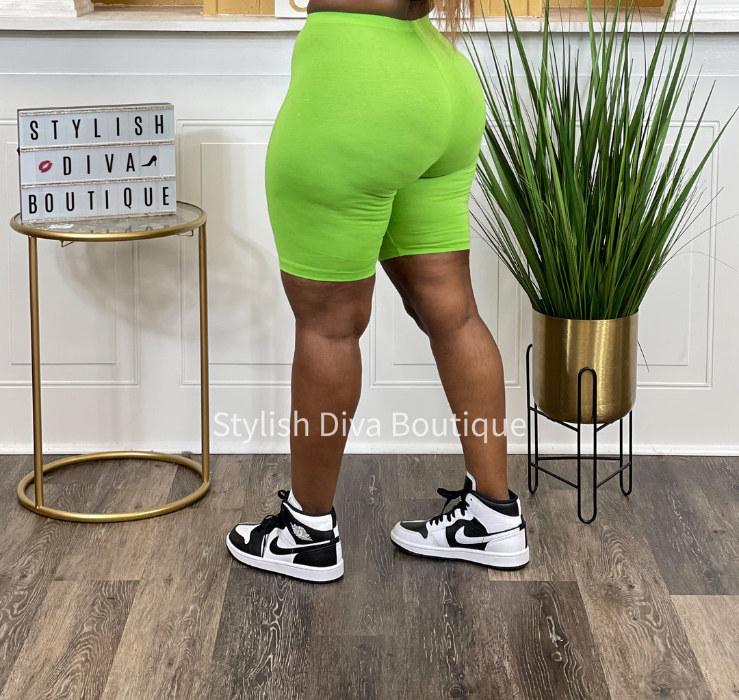 Luxe Cotton Biker Shorts up to 3XL (Lime Green)
