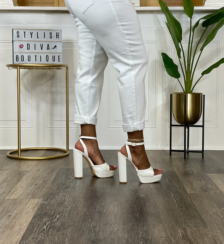 Angela Platform Heel (White)