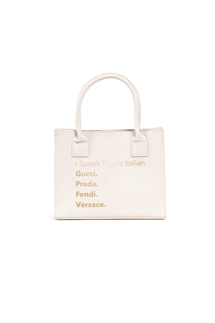 I Speak Designer Mini Tote Bag (Ivory)