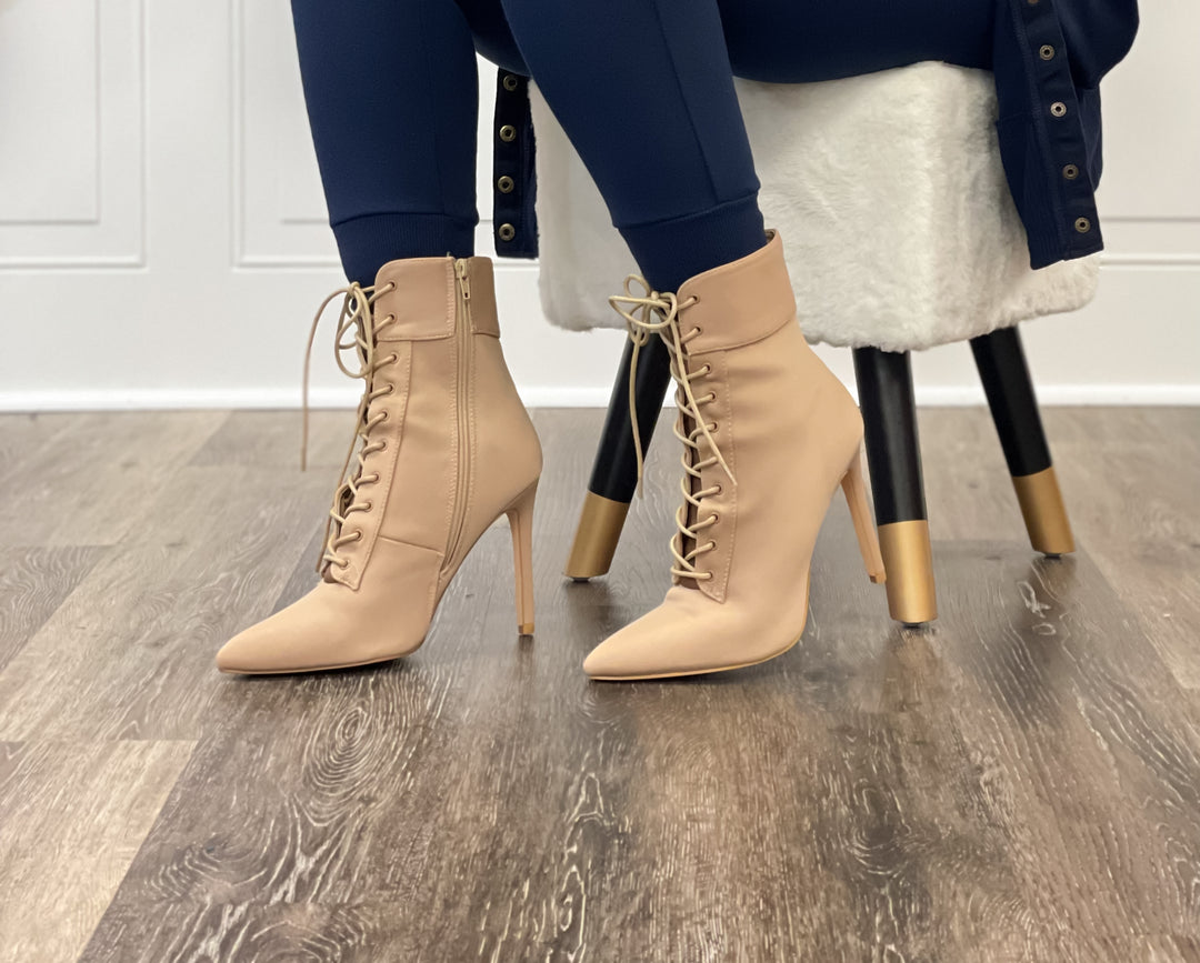 Classic Lace Up Bootie (Nude)