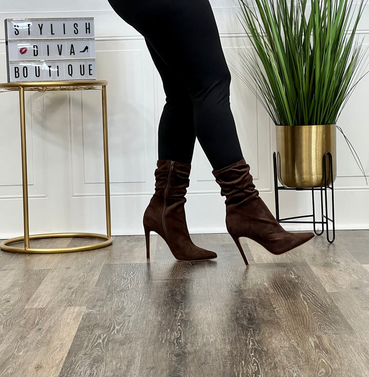Liana Slouch Suede Bootie (Chocolate)