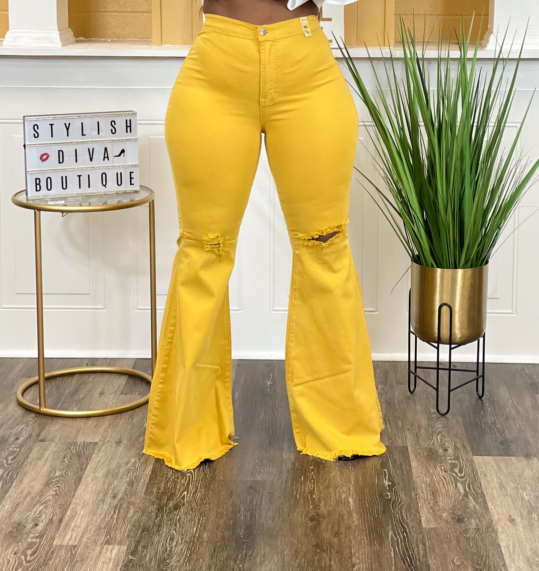 Jaylin Flare Jeans (Mustard Yellow)