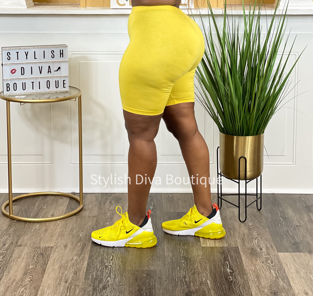 Luxe Cotton Biker Shorts up to 3XL (Yellow)
