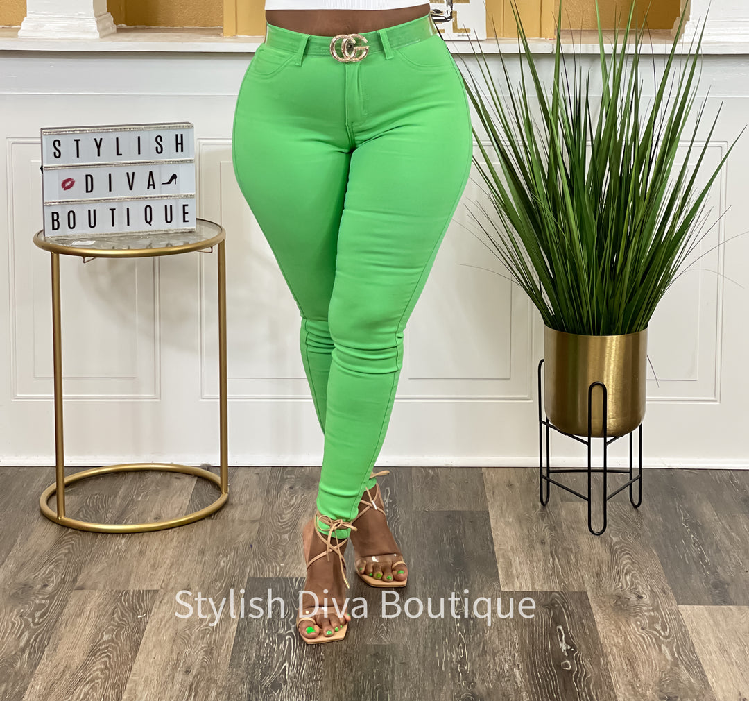 So Curvy Stretch Skinny Jeans up to 2XL (Apple Green)