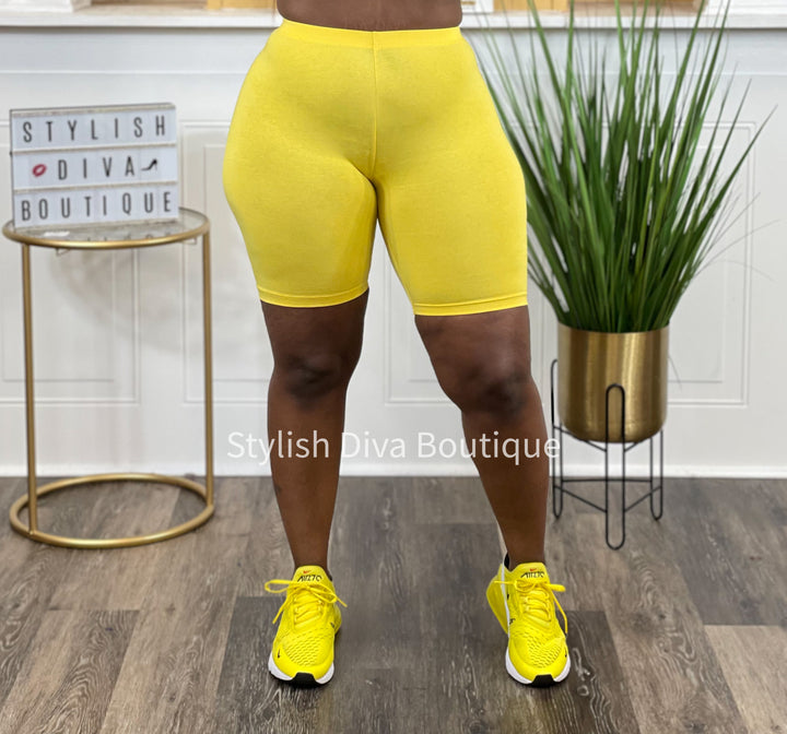 Luxe Cotton Biker Shorts up to 3XL (Yellow)