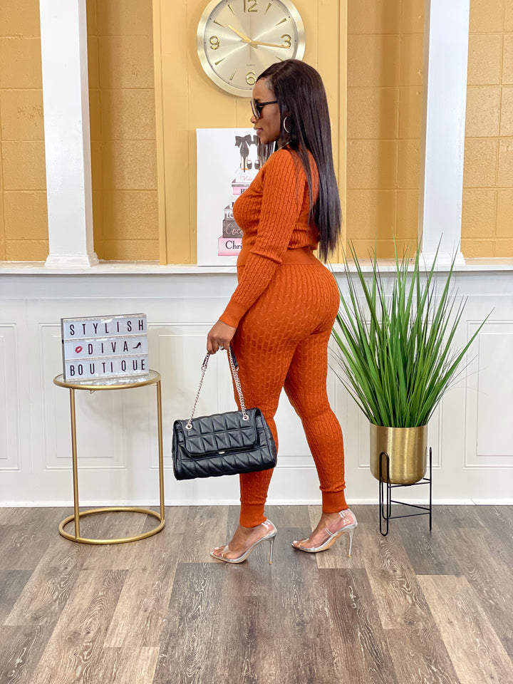 Can't Deny It Sweater Legging Set (Rust)