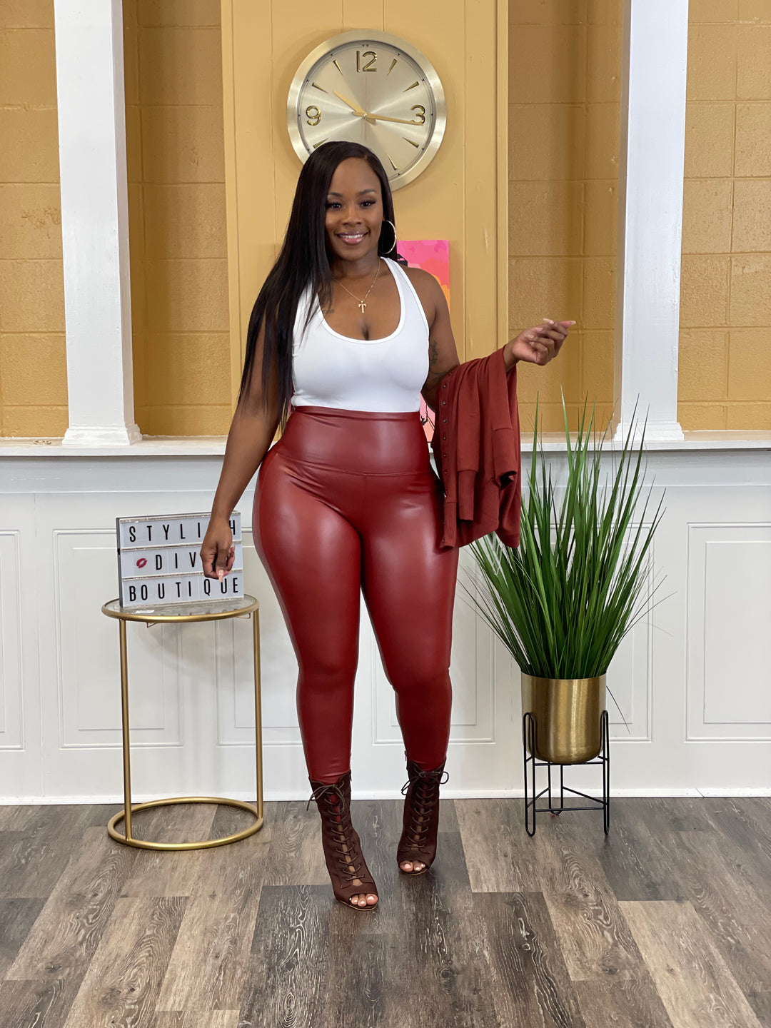 Red Leather Leggings
