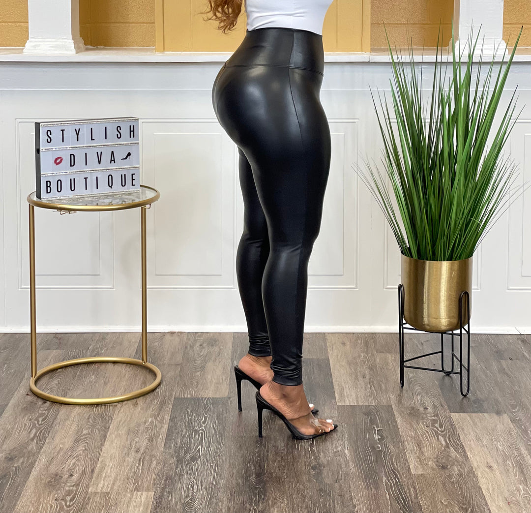 Faux Leather Leggings up to 3XL (Black)