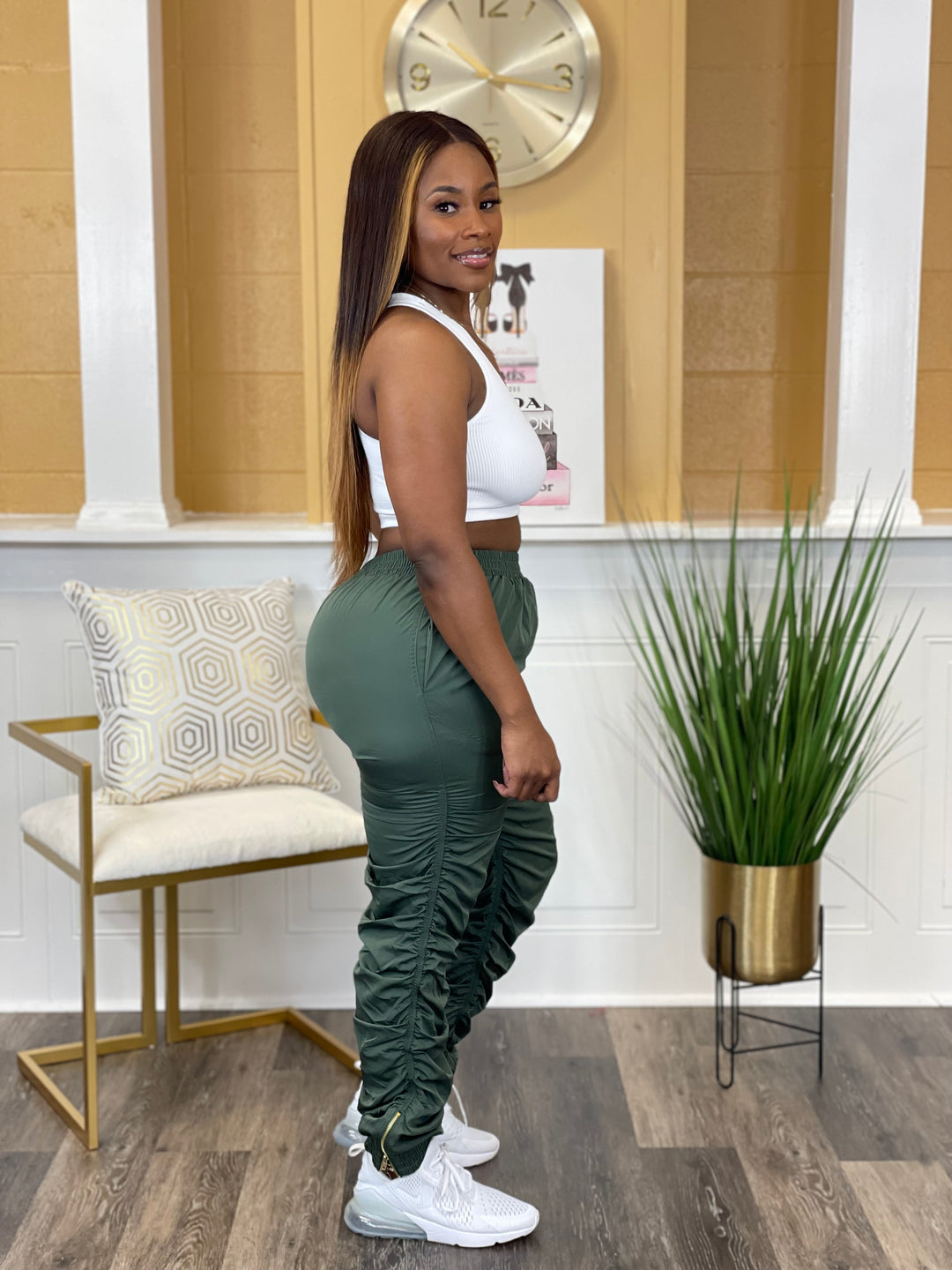 Kaya Ruched Pants up to 3XL (Army Green) – Stylish Diva Boutique