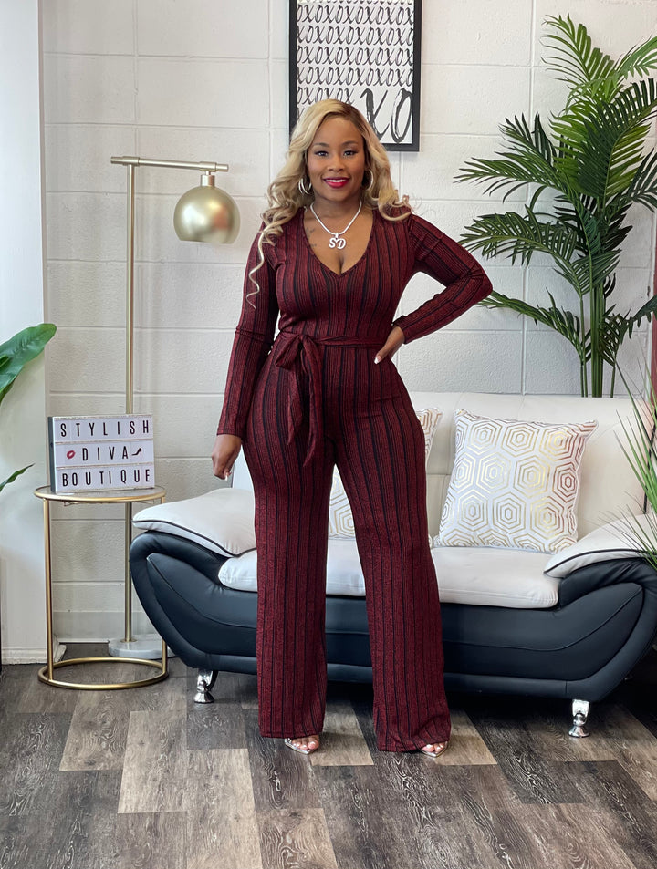 Glam Up the Night Jumpsuit (Red/Black)