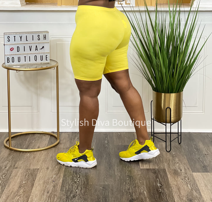 Butter Soft Biker Shorts up to 3XL (Yellow)