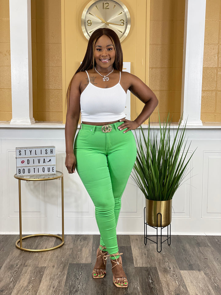 So Curvy Stretch Skinny Jeans up to 2XL (Apple Green)