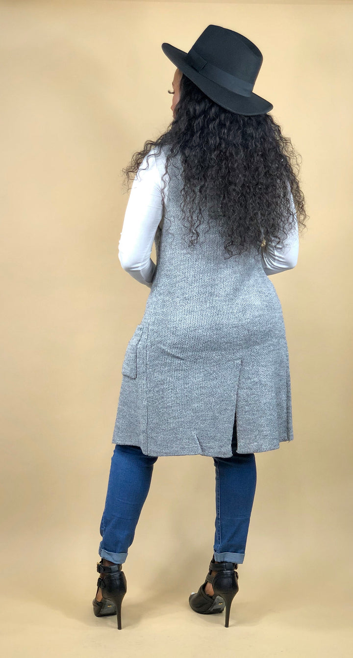 Classy Girl Cardigan Vest up to 2XL (Heather Gray)