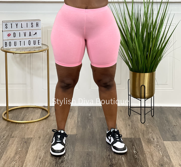 Cotton Biker Shorts up to 3XL (Bright Pink)
