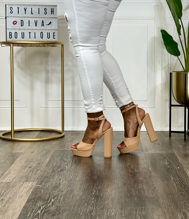 Angela Platform Heel (Camel)