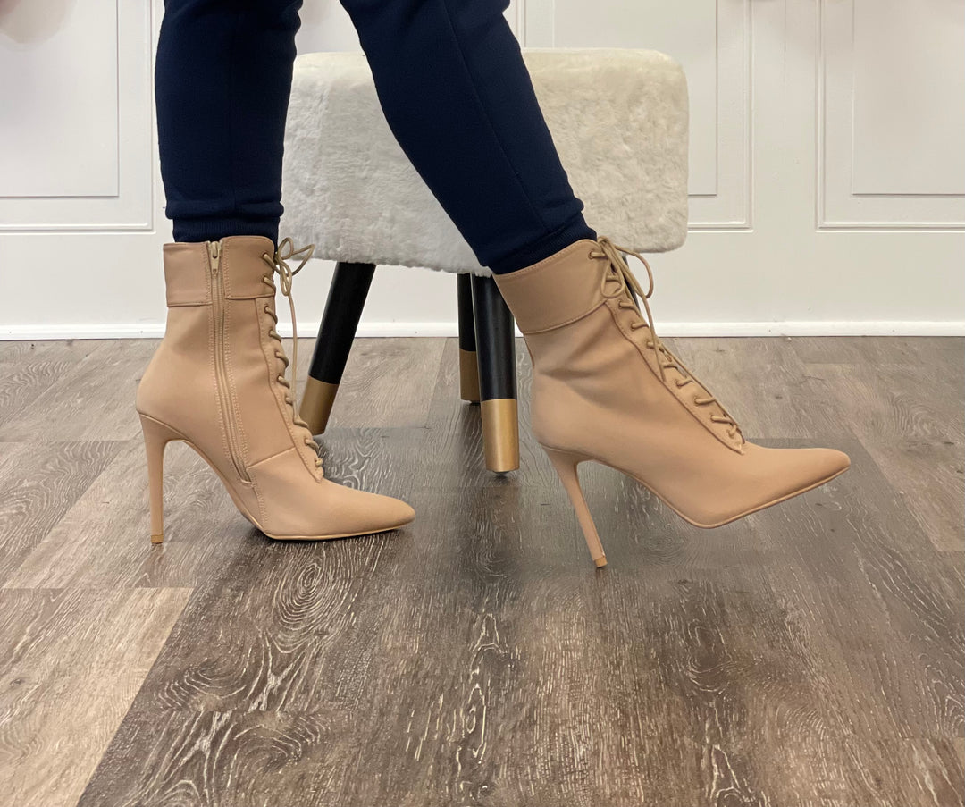 Classic Lace Up Bootie (Nude)
