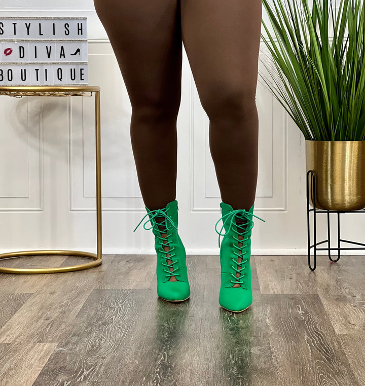 Classic Lace Up Bootie (Green)