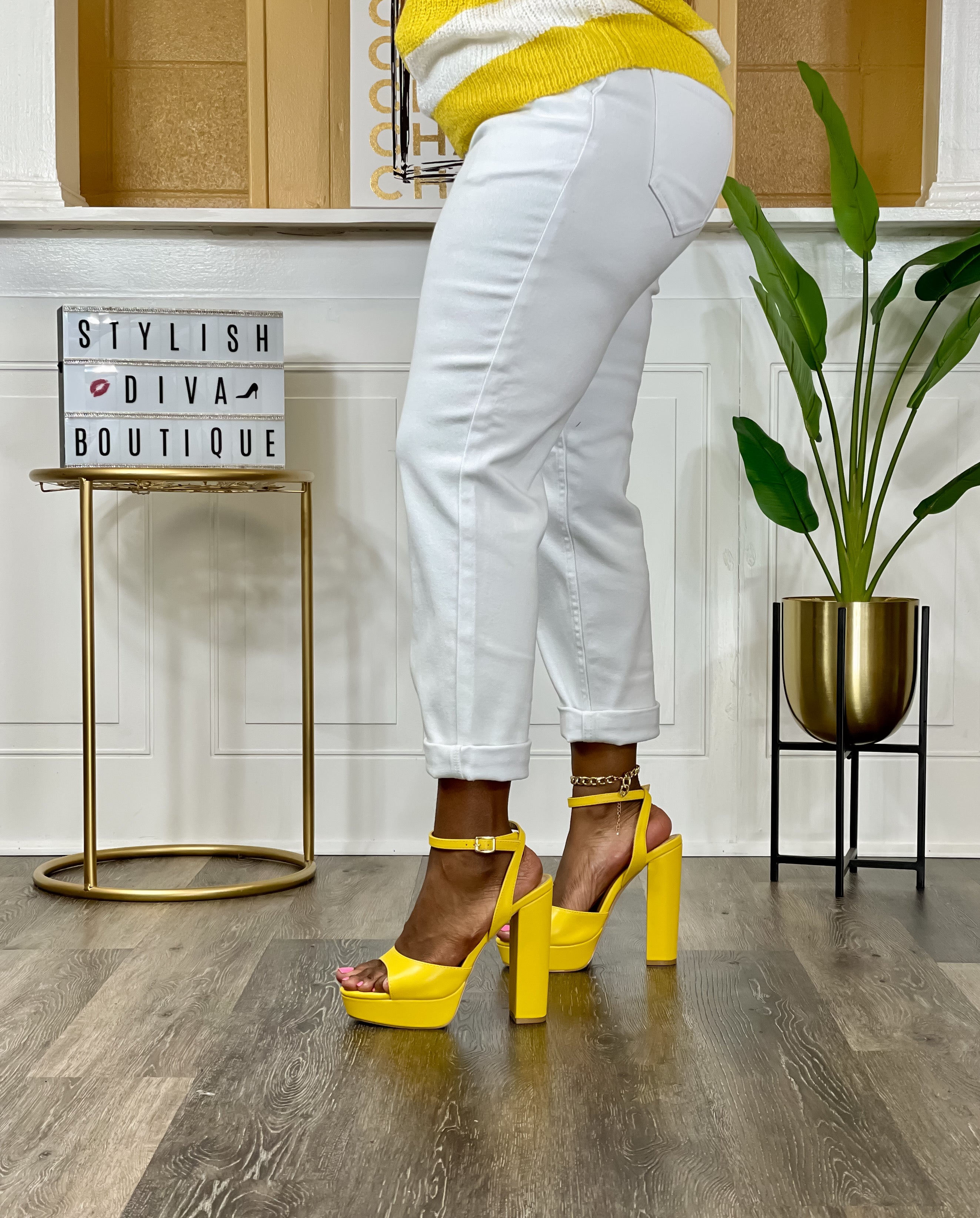 Angela Platform Heel (Yellow) – Stylish Diva Boutique