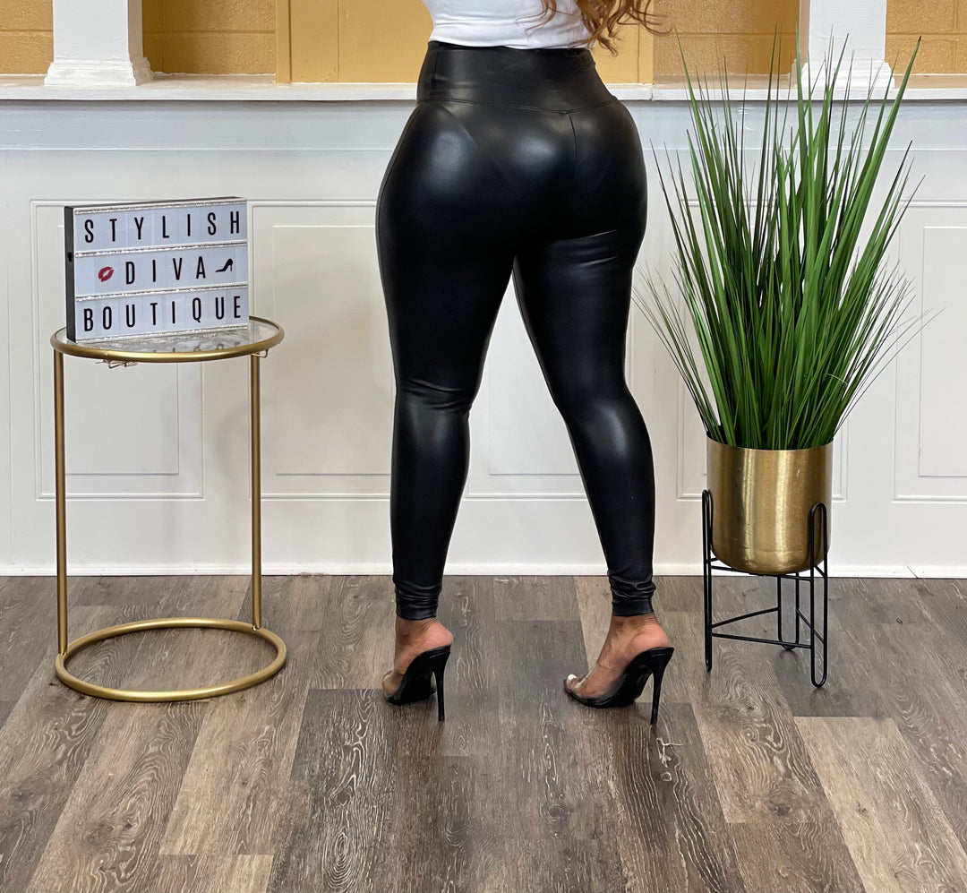 Faux Leather Leggings up to 3XL (Black)